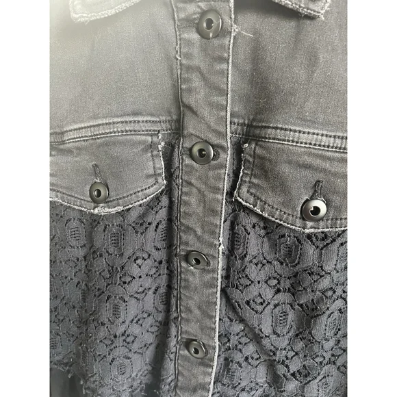 Free People Multi Textured Jacket Womens Size 2 Distressed Button Up GUC - Picture 4 of 16